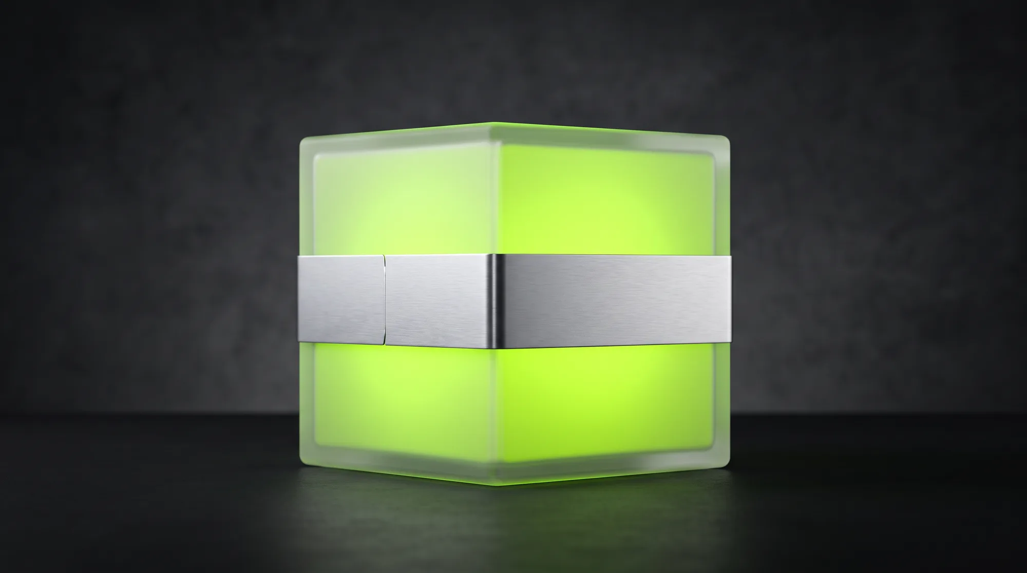 Frosted packaging box with acid green interior